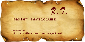 Radler Tarziciusz névjegykártya